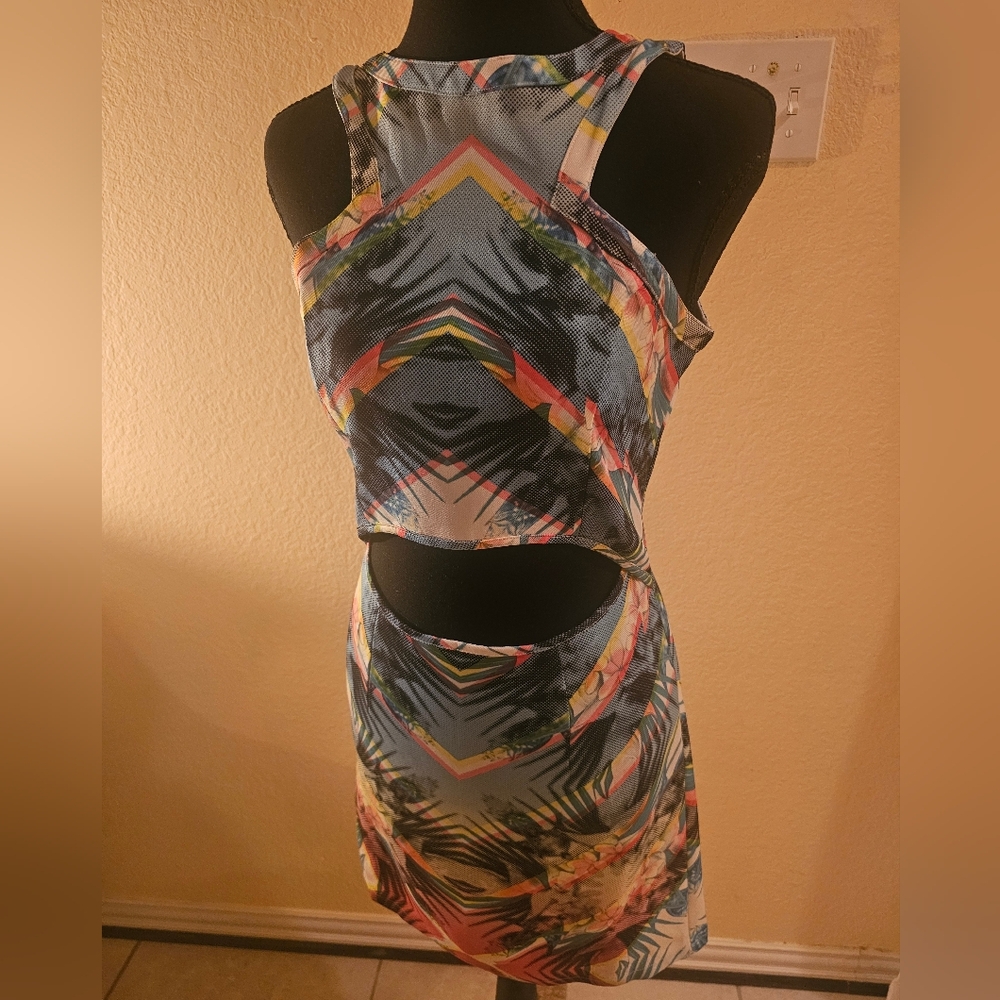 Colorful Geometric Cut-Out Dress